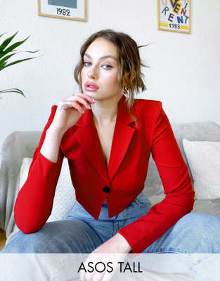 Укороченный блейзер с длинным рукавом ASOS DESIGN Tall-Оранжевый