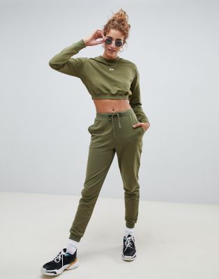 фото Укороченный свитшот и джоггеры на завязке asos design-зеленый