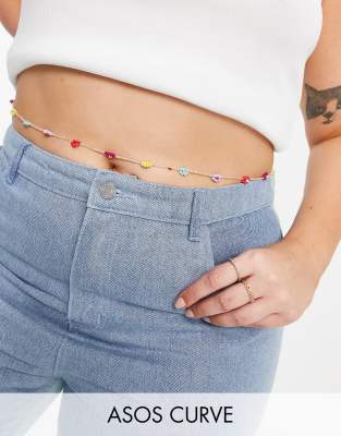 фото Украшение на талию из бисера с ромашками asos design curve-многоцветный asos curve