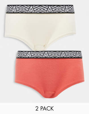 Umbro 2 pack hipster briefs in orange and clay (part of a set)