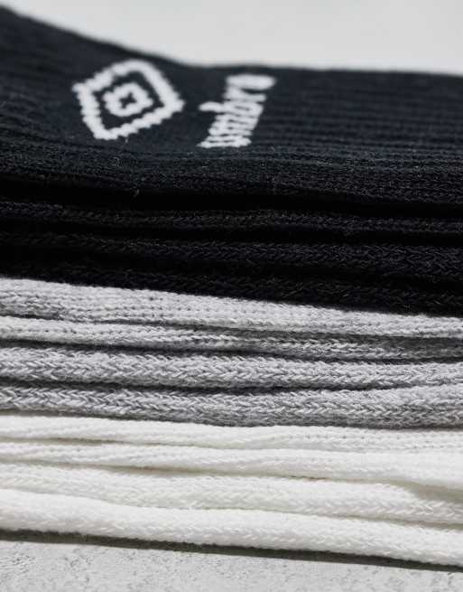 Umbro 3 pack crew socks in black grey and white, 3 of 3