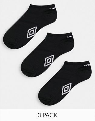 Umbro 3 pack trainer socks in black