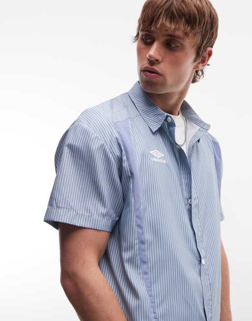 Umbro - Blå firkantet kortærmet skjorte med striber, 2 af 5