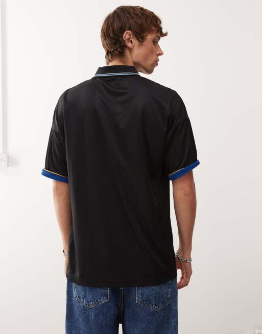 Umbro - Camiseta negra de corte cuadrado extragrande de estilo futbolero, 5 de 5