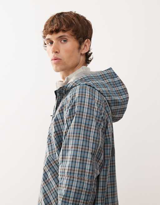 Umbro checked cagoule windbreaker jacket in gray and blue | ASOS