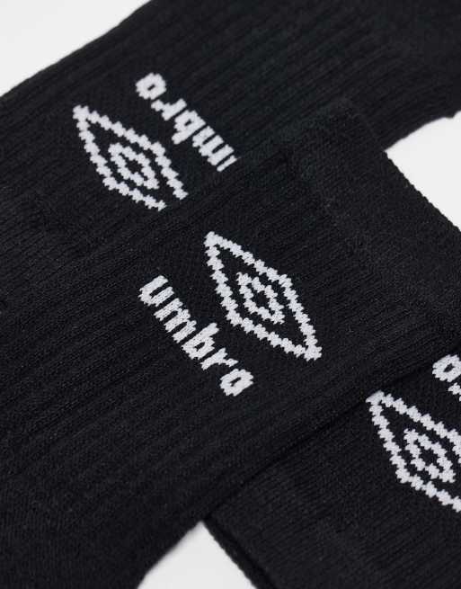 Umbro - Confezione da 3 paia di calzini neri, 2 di 3