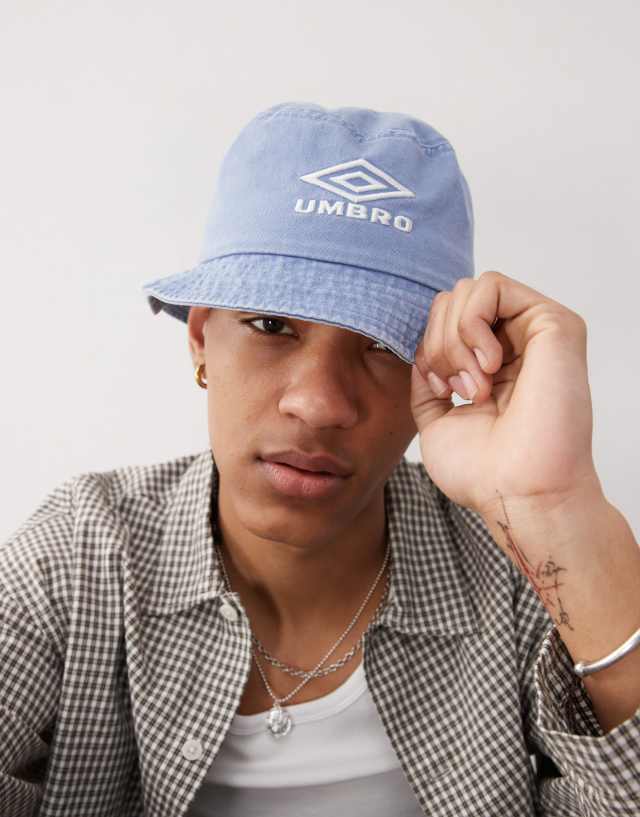 Umbro Drill embroidered logo bucket hat in blue | ASOS