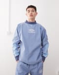 [Umbro] Umbro drill embroidered logo sweatshirt in blue XS Mid blue