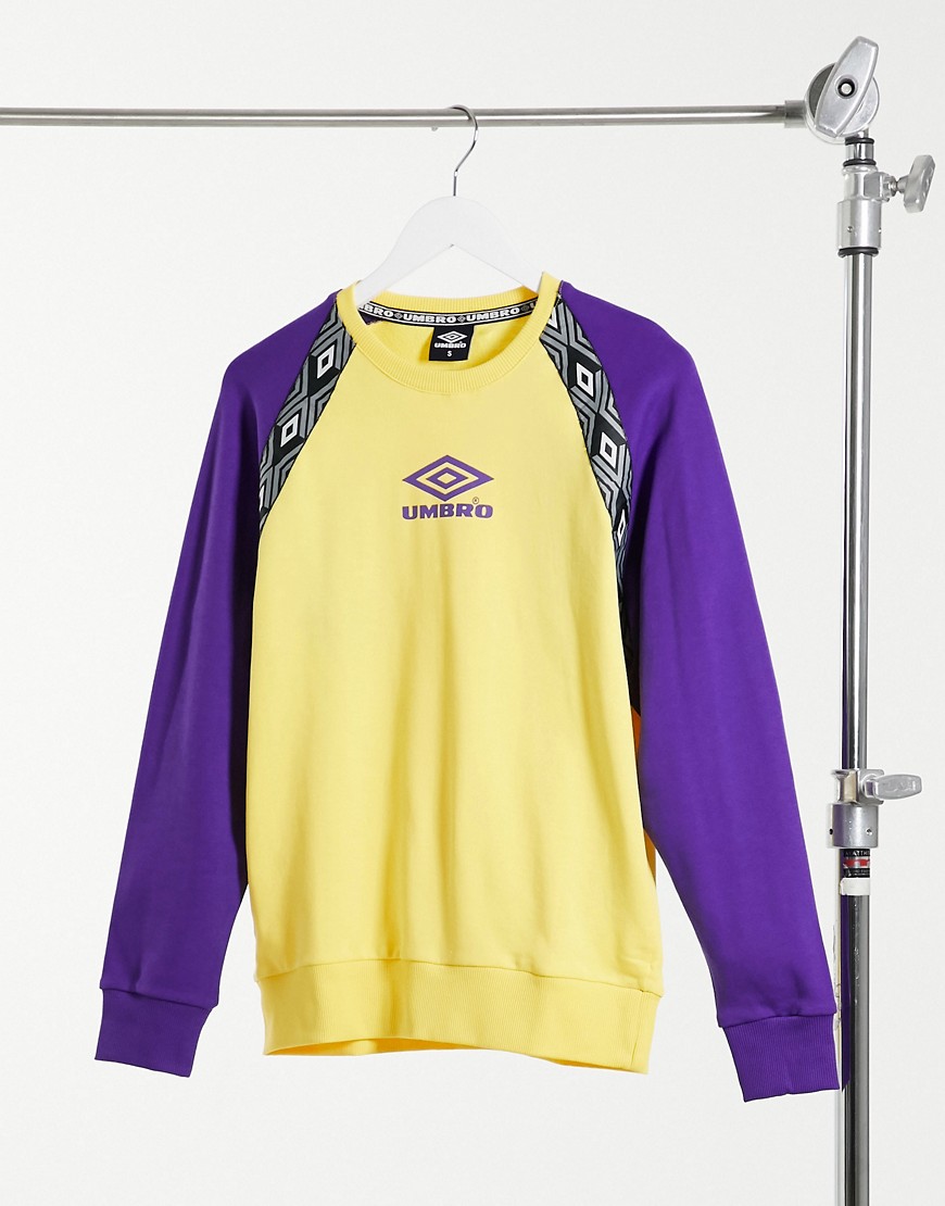 Umbro Drive long sleeve sweatshirt in yellow & purple