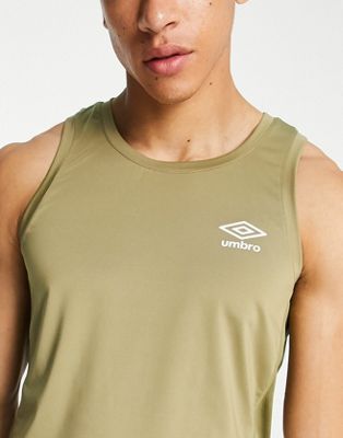 Umbro fitness mesh panel vest in khaki