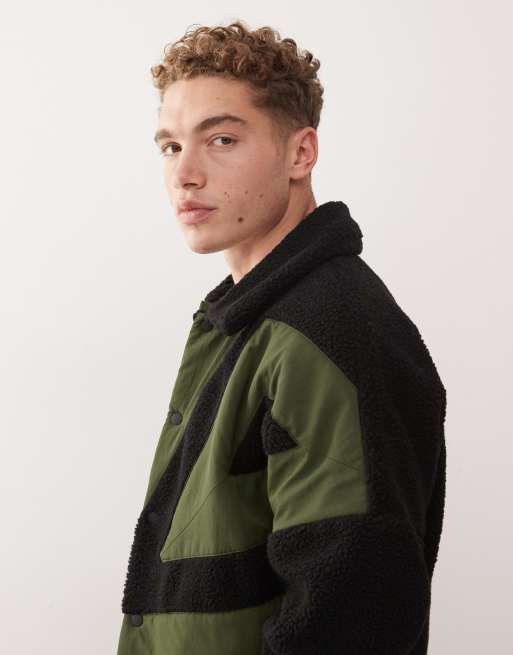 Umbro fleece coach jacket in black and green | ASOS