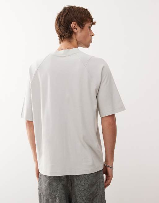 Umbro - Forvasket grå og blå T-shirt med høj hals og firkantet pasform, 5 af 5
