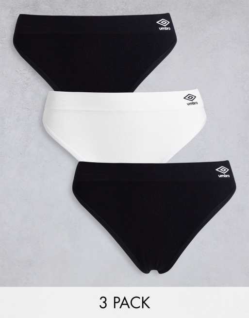 Umbro - Guro - Confezione da 3 slip neri e bianchi a vita alta senza cuciture