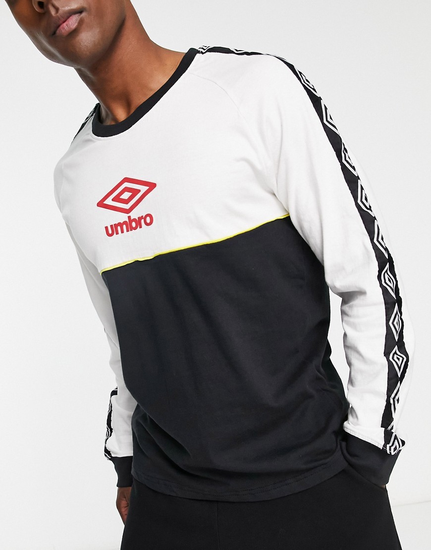 Umbro Home turf taped long sleeved t-shirt in black and white-Multi