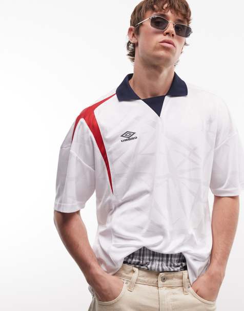 Umbro - Maillot style football coupe carrée - Blanc et rouge - view 1