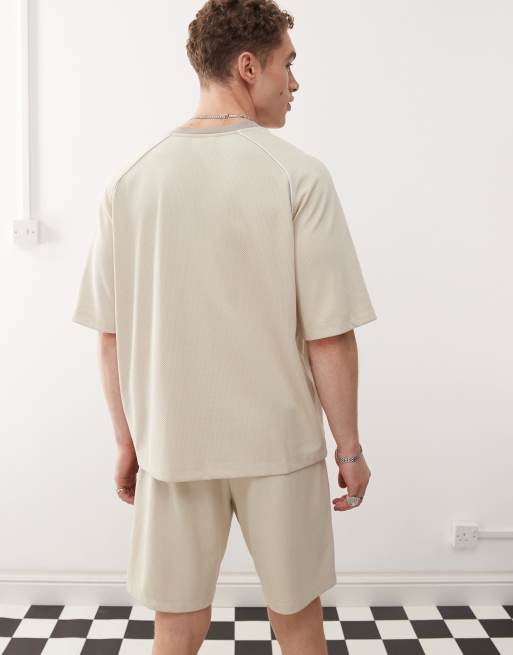 Umbro panelled mesh t-shirt in beige