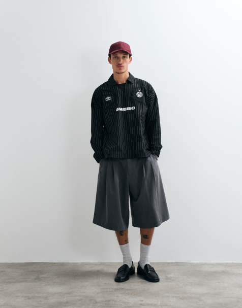 Umbro pinstripe drill top in black - view 1