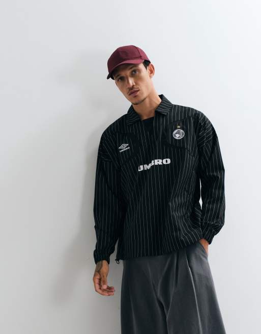 Umbro Pinstripe Drill Top in black, 3 of 5