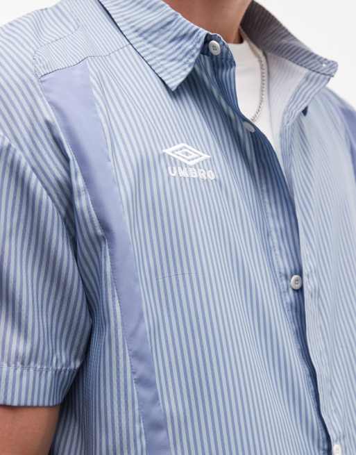 Umbro - Recht gestreept overhemd met korte mouwen in blauw, 4 van 5