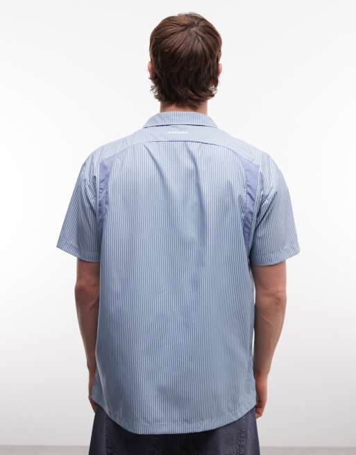 Umbro - Recht gestreept overhemd met korte mouwen in blauw, 5 van 5