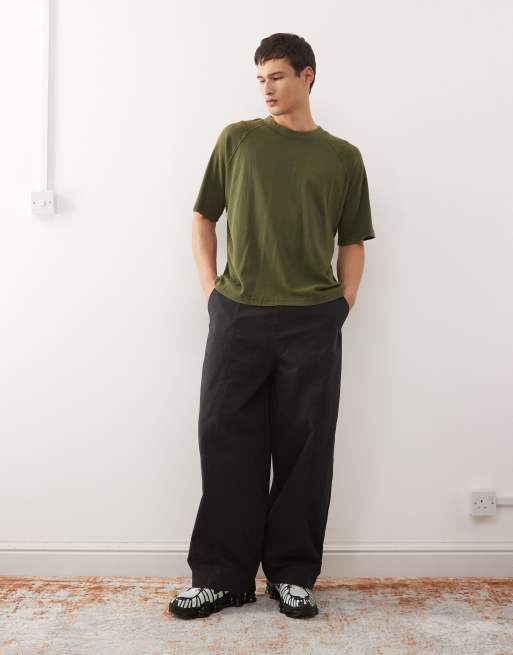 Umbro - Recht oversized T-shirt met hoge hals in groen met wassing, 2 van 5