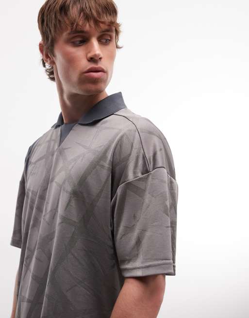 Umbro - Recht oversized voetbalshirt in grijs en zwart, 2 van 5