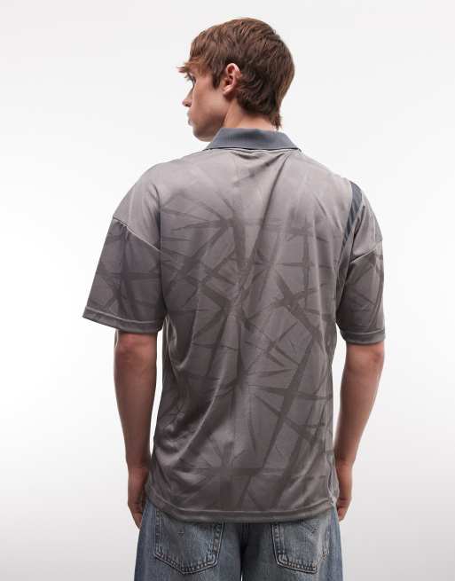 Umbro - Recht oversized voetbalshirt in grijs en zwart, 4 van 5