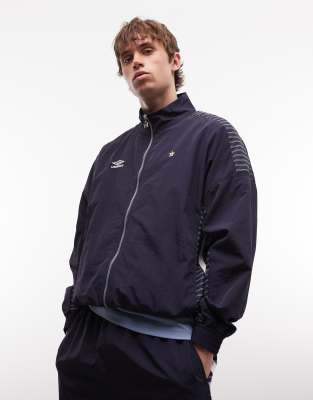 Umbro relaxed track jacket in dark blue and white | ASOS