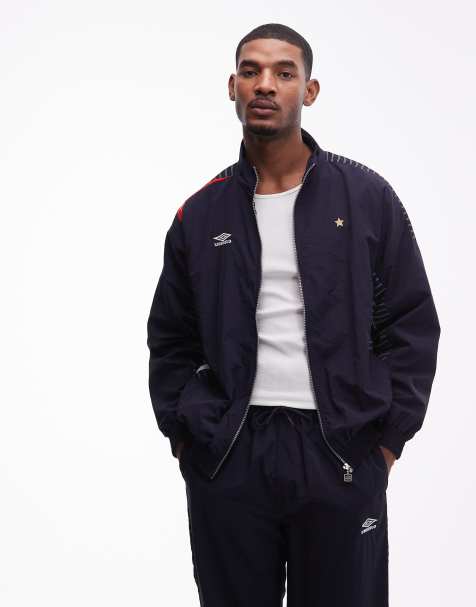 Umbro relaxed track jacket in dark blue and white - view 1