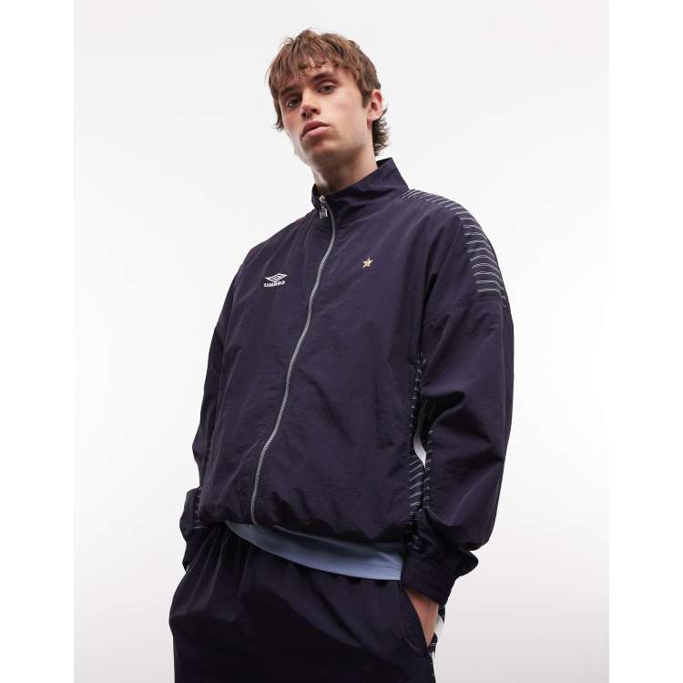 Umbro relaxed track jacket in dark blue and white | ASOS