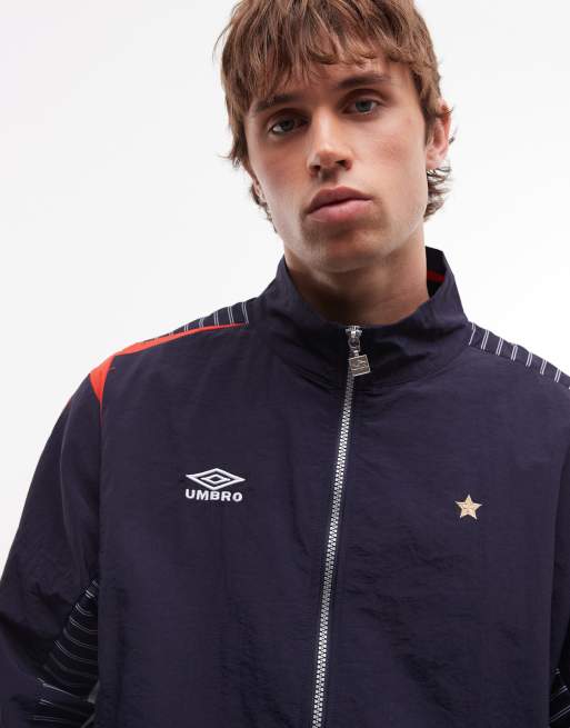 Umbro relaxed track jacket in dark blue and white, 5 of 5