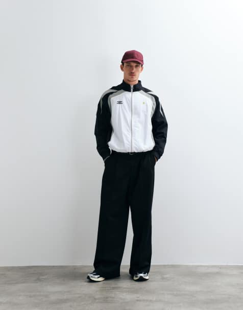 Umbro relaxed track jacket in white and black - view 1
