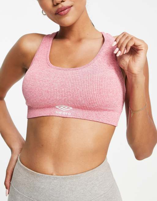 Umbro seamless ribbed bralet in pink marl (part of a set)