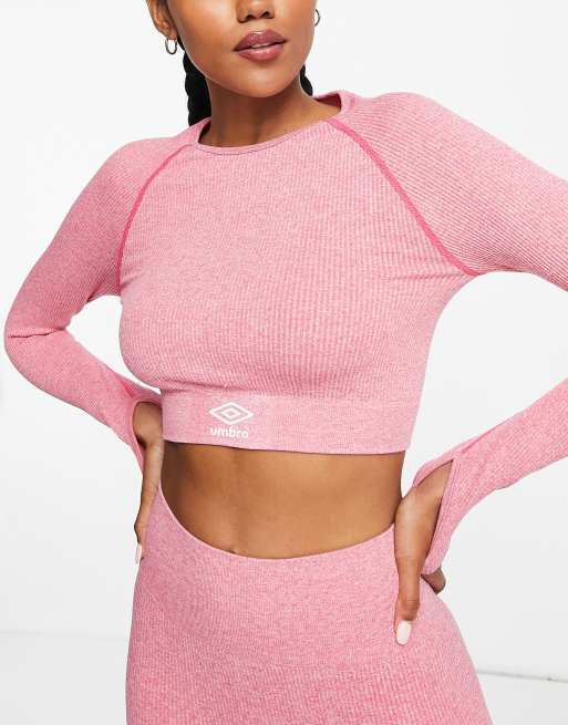 HIIT Seamless Ribbed Long Sleeve Crop In Coral ASOS, 51% OFF