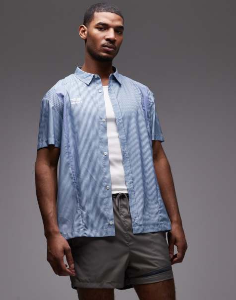 Umbro short sleeve boxy shirt in blue stripe - view 1
