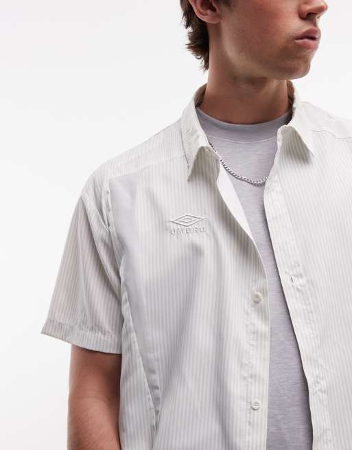 Umbro short sleeve boxy shirt in white stripe, 3 of 5