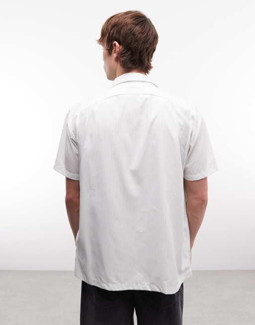 Umbro short sleeve boxy shirt in white stripe, 4 of 5