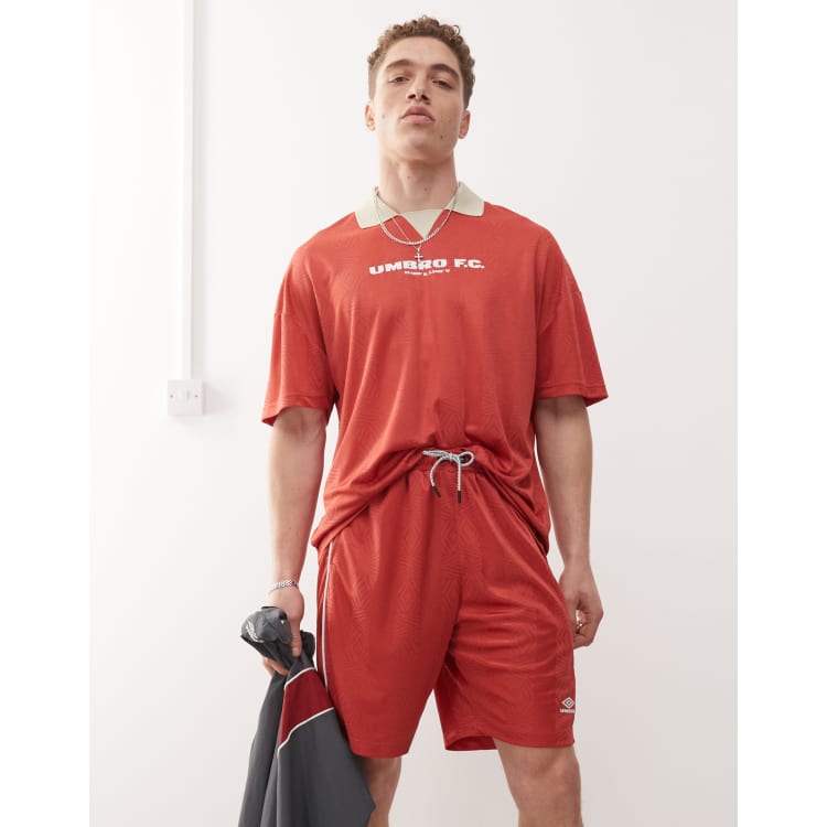 ◆UMBRO◆ Fresh Lettering Short Sleeve T-Shirt Red UQ121SRS1 Umbro Men's Vintage Red Short Sleeve Sport Jersey T-shirt