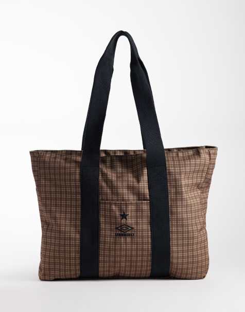 Umbro torba typu tote w brązową kratę - view 1