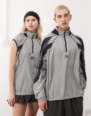 Umbro - Veste coupe-vent avec manches zippées amovibles - Gris multicolore