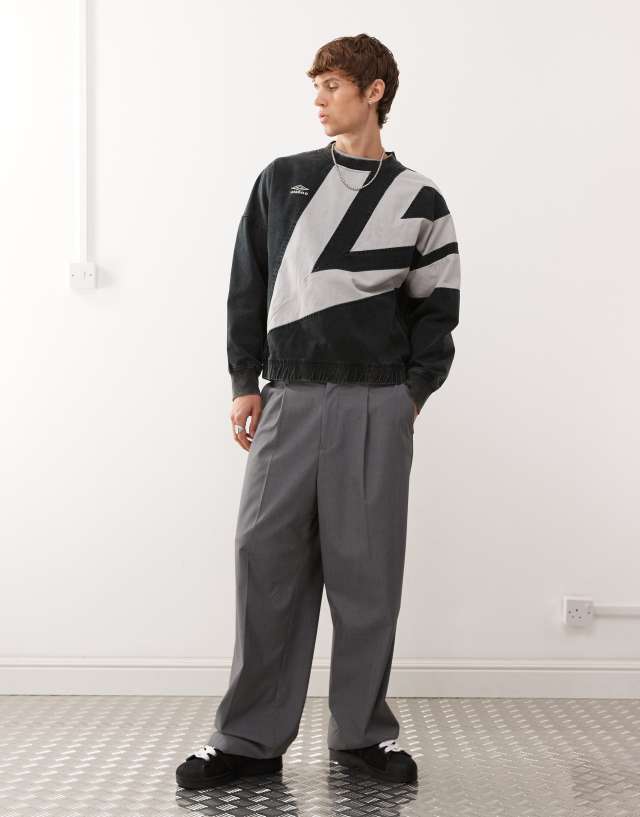 Umbro washed diamond drill sweatshirt in black and gray | ASOS