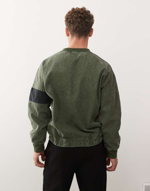 Umbro washed diamond drill sweatshirt in khaki, 3 of 5