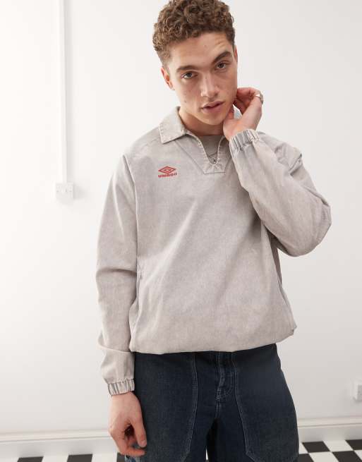 Umbro washed drill sweatshirt top in gray | ASOS