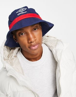 Umbro Home Turf bucket hat in navy and red