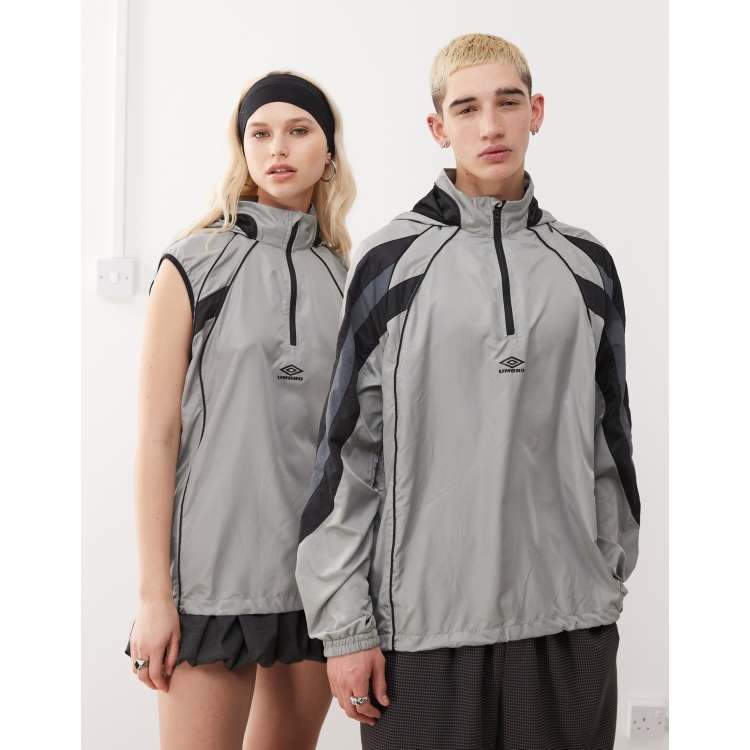 Umbro zip off sleeve detachable wind jacket in grey multi | ASOS