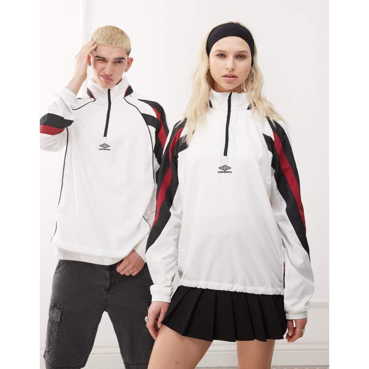 Umbro zip off sleeve detachable wind jacket in white multi