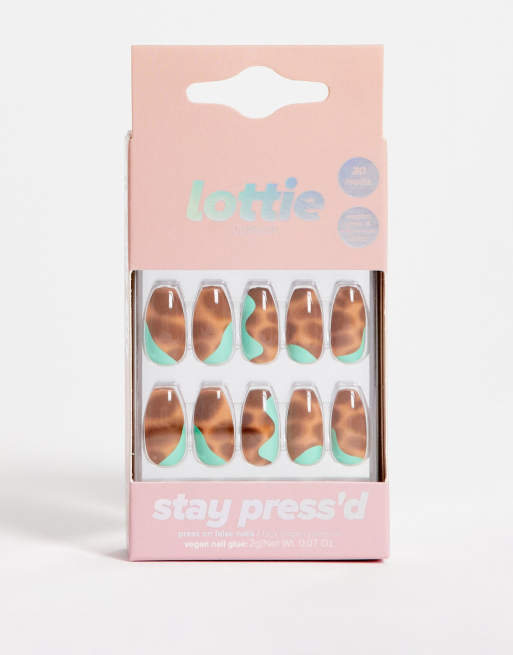 Uñas postizas Stay Press'd de Lottie London: Modelo Tortoiseshell Twist
