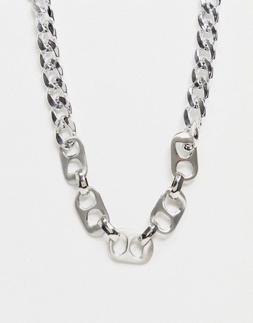 Uncommon Souls chunky chain necklace with can links in silver