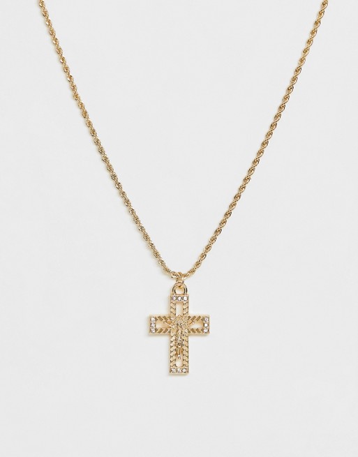 Uncommon Souls cross neck chain in gold