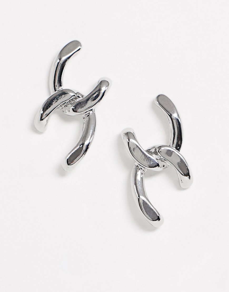 Uncommon Souls curve link earrings in silver